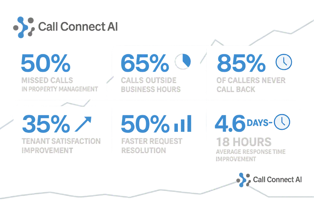 CallConnect AI infographic showing missed call statistics for UK estate agents